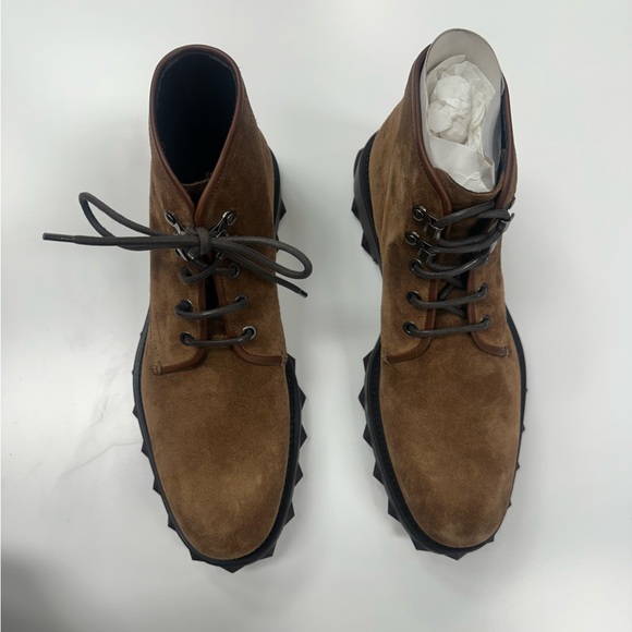 Salvatore Ferragamo "Denver" Suede Hiking Boots in Castoro Brown - Picture 4 of 11